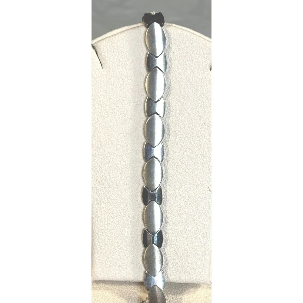 Vintage 925 Sterling Italy Interlocking Panel Link Bracelet 13.59g